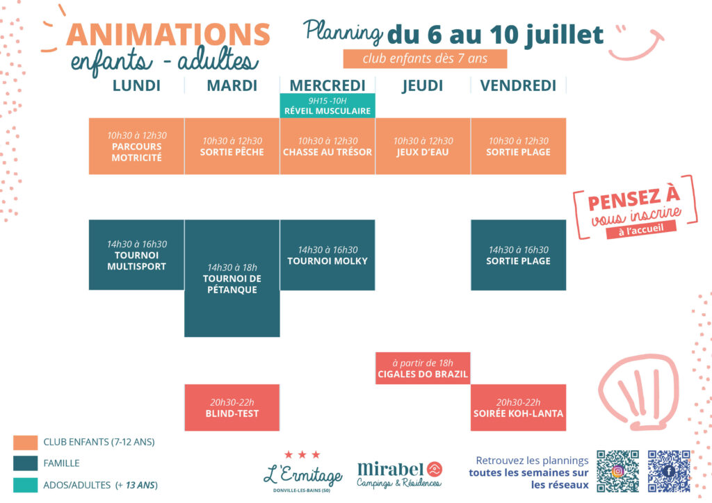Animationsplan Sommer 2026 Prairies de la Mer